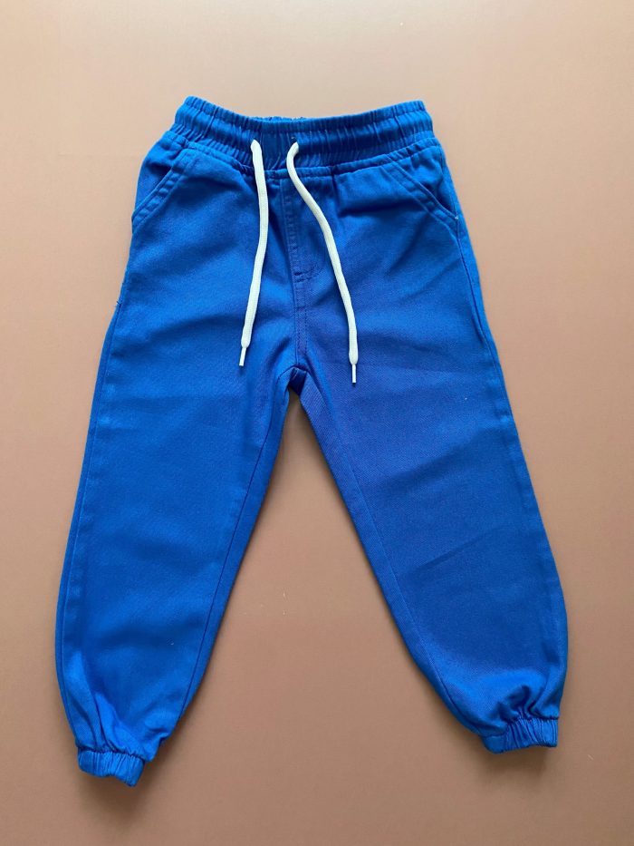 Erkek çocuk saks mavi gabardin jogger pantolon